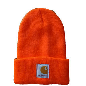Carhartt Youth Knit Beanie Blaze Orange Kids Cuffed Winter Hat